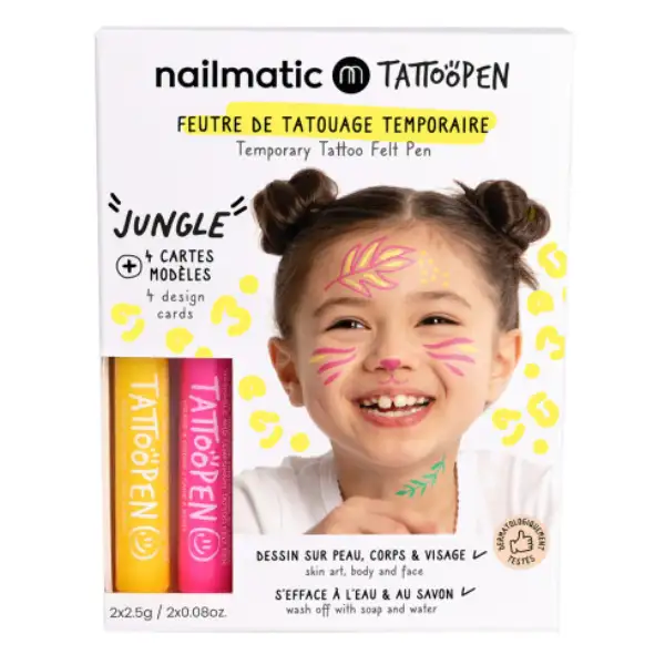 nailmatic-feutre-tatouage-temporaire-tattopen-jungle_2_grande Nailmatic - Coffret Tattoo pen JAUNE et ROSE – Image 1