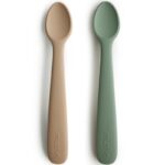 Mushie - Lot de 2 cuillères en silicone Natural-Dried thyme