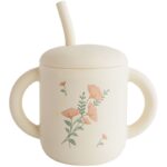 Mushie - Tasse à paille - Pink Flowers